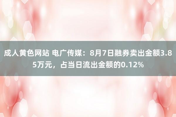 成人黄色网站 电广传媒：8月7日融券卖出金额3.85万元，占当日流出金额的0.12%