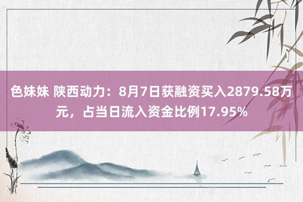 色妹妹 陕西动力：8月7日获融资买入2879.58万元，占当日流入资金比例17.95%