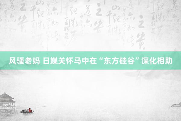 风骚老妈 日媒关怀马中在“东方硅谷”深化相助