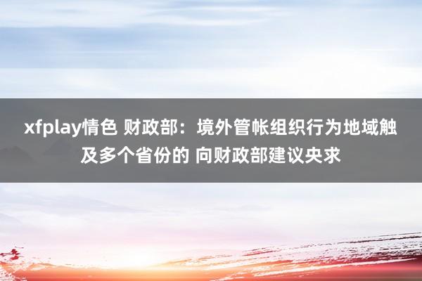 xfplay情色 财政部：境外管帐组织行为地域触及多个省份的 向财政部建议央求