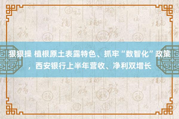 狠狠操 植根原土表露特色、抓牢“数智化”政策，西安银行上半年营收、净利双增长