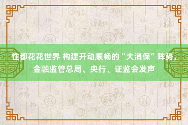 性都花花世界 构建开动顺畅的“大消保”阵势，金融监管总局、央行、证监会发声