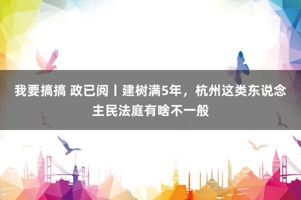 我要搞搞 政已阅丨建树满5年，杭州这类东说念主民法庭有啥不一般