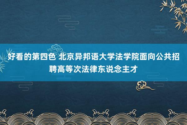 好看的第四色 北京异邦语大学法学院面向公共招聘高等次法律东说念主才